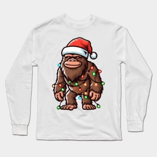 Bigfoot Santa Christmas Tree Lights Long Sleeve T-Shirt